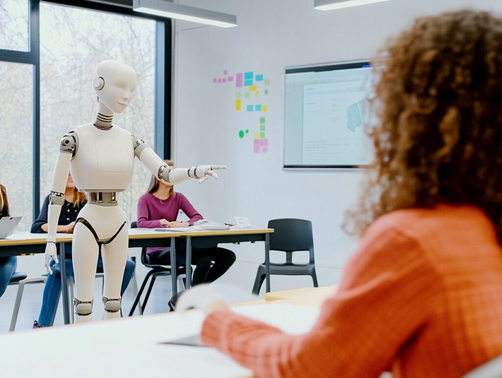 Sinnbildliche Darstellung von KI im Unterricht an einer Volkshochschule